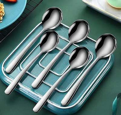 ARSCART Heavy material Stainless Steel Soup Spoon Set(Pack of 5)
