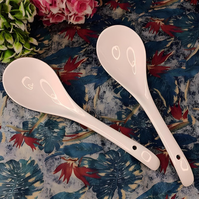Vemlons Serving Spoon Long Handle Spoon Set, Ceramic Tableware Service Spoon Disposable Ceramic Serving Spoon Set(Pack of 2)