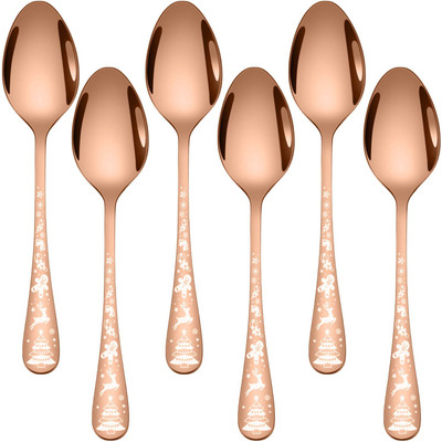 OICIA a1_Blue Meal Spoon, Food Spoon, Soup Spoon, Main Course Spoon Stainless Steel Table Spoon Set(Pack of 6)