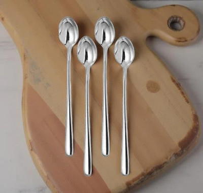 caridge Set of 4 Long Handle Spoons – Stainless Steel, Ideal for Beverages & Desserts Stainless Steel Ice-cream Spoon Set(Pack of 4)