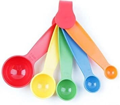 kayru Plastic Measuring Spoons Multicolor Cooking Baking Measuring Spoons Disposable Plastic Serving Spoon Set(Pack of 5)