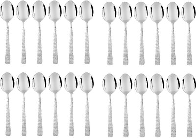 Dynore Stainless Steel Hammered Design 24 Pieces Stainless Steel Table Spoon Set(Pack of 24)