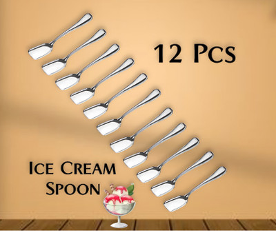 ARSCART Mirror Polished Stainless Steel Ice-cream Spoon Set(Pack of 12)