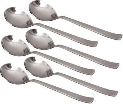 INDIAN ART VILLA Steel Matt Finish Soup Spoon - 18.28 cms Steel Serving Spoon Set(Pack of 6)