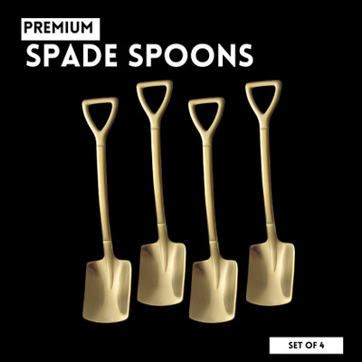Dapno Golden Spade Square Shape Spoon For Desserts,Beverages,Snacks & Fruits Stainless Steel Coffee Spoon, Dessert Spoon, Ice-cream Spoon, Salad Spoon, Sugar Spoon, Tea Spoon Set(Pack of 4)