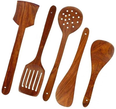 Salasar Sheesham wooden Cooking spoon Set,Non-Stick Hnadicraft Serving and Cooking Spoon Wooden Serving Spoon Set(Pack of 5)