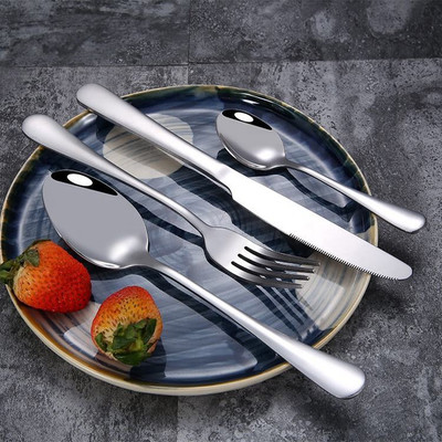 TeraaBliss Modern 24-Piece Silver Cutlery Set Stainless Steel Table Spoon, Serving Spoon Set(Pack of 24)