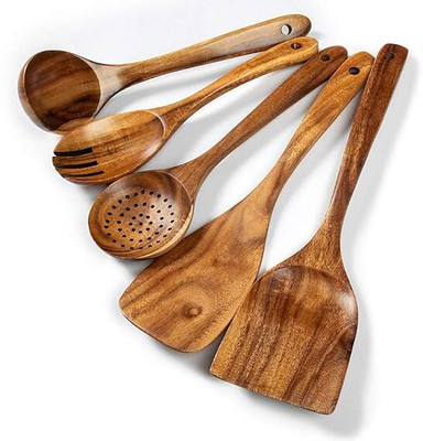 ASenterprises 31 Wooden Serving Spoon, Table Spoon, Measuring Spoon Set(Pack of 5)