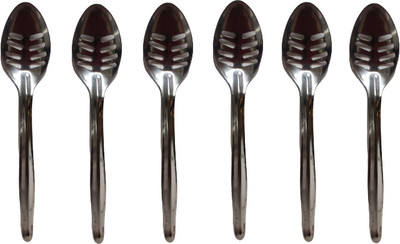 Dynore Stainless Steel 6 Pcs Small Slotted/Plating Pickle/Aachar Spoon Steel Salad Spoon Set(Pack of 6)