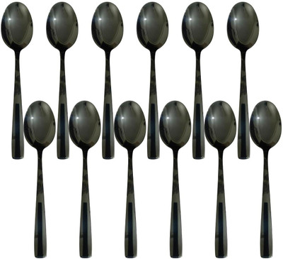 MANISHAWARE Manishaware Signature Black Spoon Set Stainless Steel Table Spoon Set(Pack of 12)