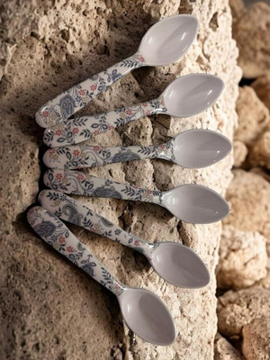 Evaware International Melamine Floral Design Cutlery Spoon to Enhance Your Tableware Melamine Tea Spoon Set(Pack of 6)