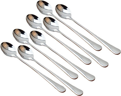 Convay Set of 8 -Long Handle Spoon Disposable Stainless Steel Ice-cream Spoon Set(Pack of 8)