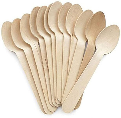 ORRISH Disposable Wooden Spoons | EcoFriendly, Biodegradable, Compostable Disposable Bamboo Ice-cream Spoon, Dessert Spoon, Table Spoon Set(Pack of 50)