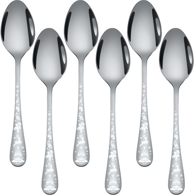 OICIA a1_Rose-Gold Dinner Spoons, Fancy Serving Spoons, Cutlery Food Spoons Stainless Steel Table Spoon Set(Pack of 6)