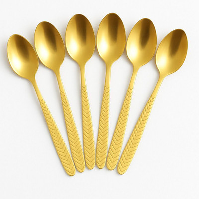 Arin Collection Golden Steel Tea Spoon Set(Pack of 6)