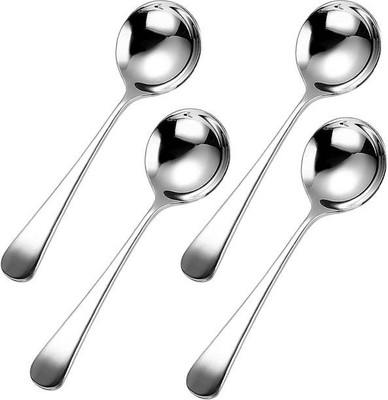 Manorath Pack of 4 Premium Soup Spoons Stainless Steel Stainless Steel Soup Spoon Set(Pack of 4)