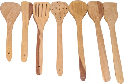 Shivshakti Arts Wooden Serving and Cooking Spoons, Kitchen Utensil Set of 7 Wooden Serving Spoon Set(Pack of 7)