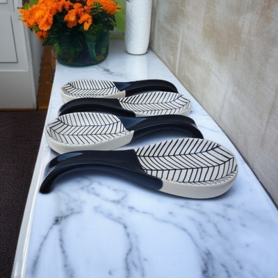 Malaikah Black Zebra Printed Long Spoon Rest Pack Of 4 Ceramic Table Spoon Set(Pack of 4)