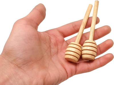 Budwill Wooden Honey Dipper Stick Wooden Table Spoon Set Wooden Table Spoon Set(Pack of 2)