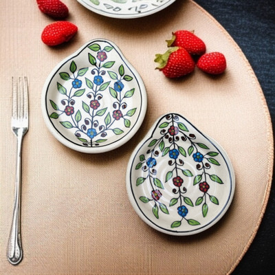 Malaikah Multi Printed Round Spoon Rest Pack Of 2 Ceramic Table Spoon Set(Pack of 2)