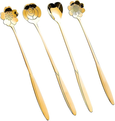RAIYARAJ Golden Spoon Set/Coffee Spoon/Dessert Spoon/Cutlery 4 Piece Stainless Steel Table Spoon Set(Pack of 4)