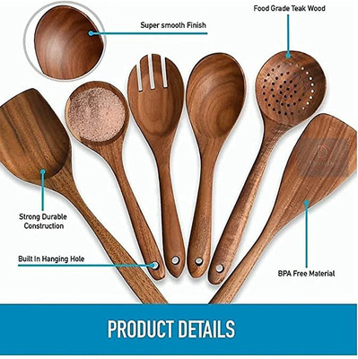 SWH Disposable Wooden Serving Spoon Set(Pack of 6)