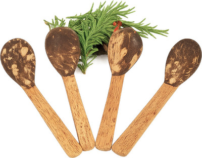 Beetroots Wooden Salad Spoon, Soup Spoon, Ice-cream Spoon Set(Pack of 4)