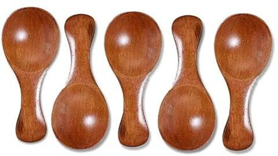 RAGIBDECOR RAGIBDECOR Wooden Serving Cooking Spoons Set of 5 Wooden Coffee Spoon Set(Pack of 5)