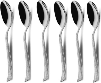 Parage Stainless Steel Dinner Spoons Set with Zig Zag design, Tableware, Set of 6, Silver Stainless Steel Table Spoon Set(Pack of 6)