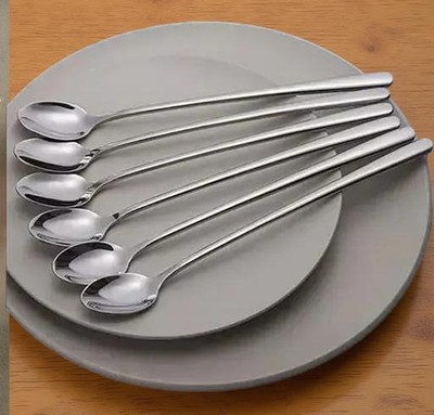 ARSCART Heavy mirror polish Stainless Steel Ice Tea Spoon Set(Pack of 6)