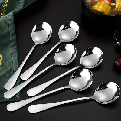 caridge Soup Dinner tabel Stainless Steel Soup Spoon Set(Pack of 6)