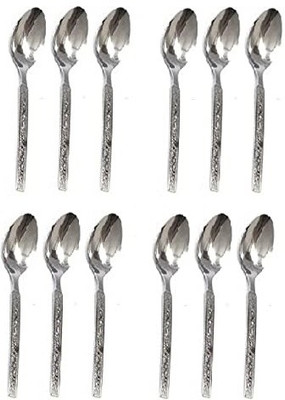 IMREX 12 Pcs Beautifully Designed Handle Stainless Steel Table Spoon Set(Pack of 12)