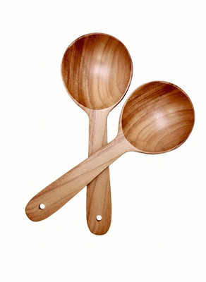 NABIL CREATION Wooden Serving Spoon | Handmade Spoon for Cooking & Serving | Eco-Friendly Wooden Serving Spoon, Soup Spoon Set(Pack of 2)