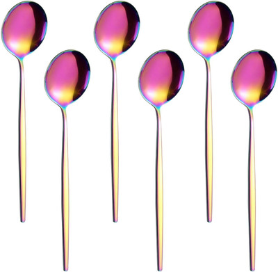 OICIA a1_Gold Dinner Spoon Set, Soup Spoon Set, Main Spoons for Dining Table Stainless Steel Table Spoon Set(Pack of 6)