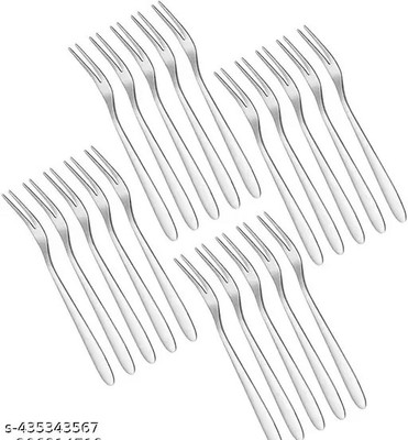 Manorath Stainless Steel Fruit Forks Set of 16 Stylish & Durable,Smooth Grip for Easy Use Disposable Stainless Steel Table Spoon Set(Pack of 16)