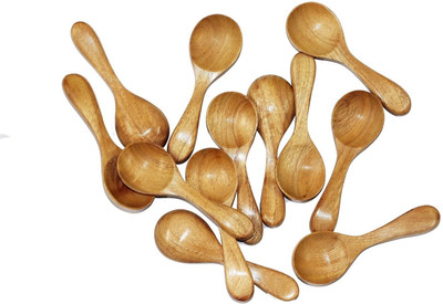 NOHUNT Wooden Masala Spoon for Tea Sugar Condimants & Small Containers/Jar (4 inch) Wooden Serving Spoon Set(Pack of 6)