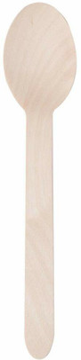 efforwave Disposable Wooden Spoons Bio-degradable Disposable Wooden Spoons- 14cm - Pack of 100 Disposable Wooden Salad Spoon, Dessert Spoon Set(Pack of 100)
