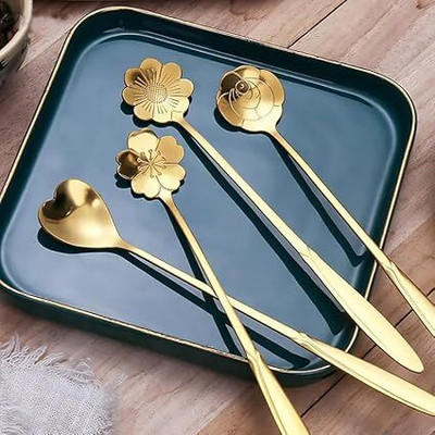 MELUDI Disposable Stainless Steel Tea Spoon, Coffee Spoon, Dessert Spoon Set(Pack of 4)
