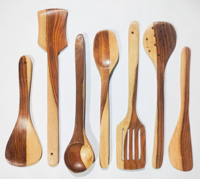 Dasya Enterprises SRVNGCKNG060 Wooden Serving Spoon, Measuring Spoon Set(Pack of 7)