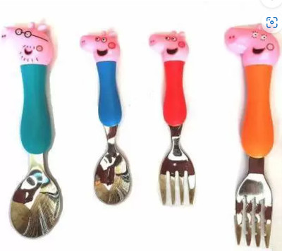 RIGHT SEARCH Peppa Pig Spoon & Fork Set Stainless Steel Serving Spoon Set(Pack of 4)