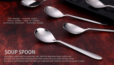 HARI SALES SOUP SPOON ( 12 pcs. ) Stainless Steel Soup Spoon Set(Pack of 12)