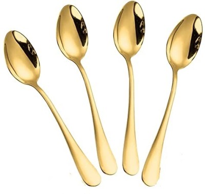 Star Work Gold Dinner Spoons Stainless Steel Table Spoon, Ice Tea Spoon, Ice-cream Spoon, Soup Spoon, Sugar Spoon, Cream Spoon Set(Pack of 4)