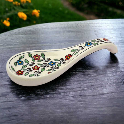 RAFOLEEN Ceramic Spoon Rest Large Multi Pack of 1 Disposable Ceramic Serving Spoon(Pack of 1)