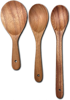 LEEM Neem Wood Cooking Spatula Regular Wooden Serving Spoon Set(Pack of 3)