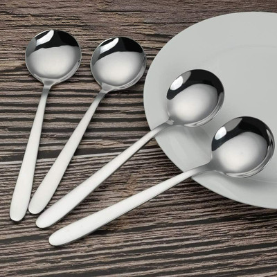 Fanqew sppon set 4 Stainless Steel Soup Spoon, Serving Spoon Set(Pack of 4)
