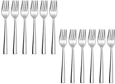 Tannu Craft Desert Fork Spoons (12 Psc Fork Desert Spoon) Stainless Steel Dessert Spoon Set(Pack of 12)