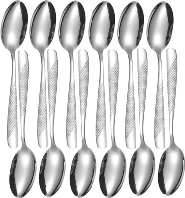 OICIA a1_Pink Large Spoons, Flatware Cutlery Spoon, 8-In Large Dinner Spoons Stainless Steel Table Spoon Set(Pack of 12)