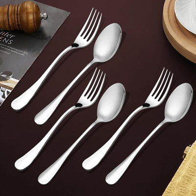 Haniza 3 table spoon 3 dinner fork set Stainless Steel Table Spoon, Dessert Spoon Set(Pack of 6)