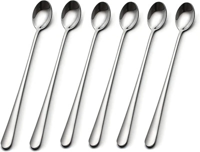 Convay set 6 Long Handle Spoons Disposable Stainless Steel Ice-cream Spoon Set(Pack of 6)
