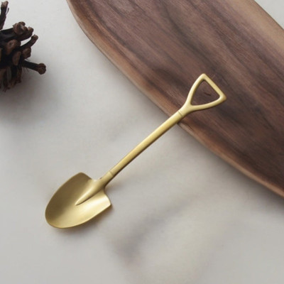 Dapno Golden Spade Triangle Shape Spoon For Desserts,Beverages,Snacks & Fruits Stainless Steel Coffee Spoon, Dessert Spoon, Ice-cream Spoon, Salad Spoon, Sugar Spoon, Tea Spoon(Pack of 1)